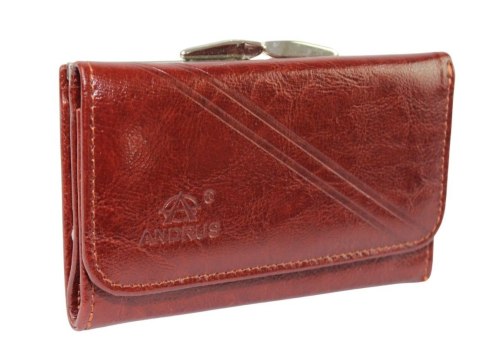 Portfel Damski ANDRUS (PL) Klamra Skóra Naturalna Wzór 2 RIFD 14,5 x 9 x 3 [cm]