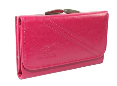 Portfel Damski ANDRUS (PL) Klamra Skóra Naturalna Wzór 2 RIFD 14,5 x 9 x 3 [cm]