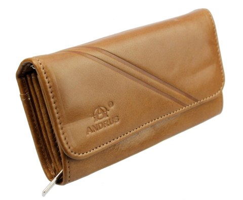 Portfel Damski ANDRUS (PL) Długi Max Na Suwak Skóra Naturalna Licowa Wzór 2 RFID 17 x 9,5 x 3,5 [cm]