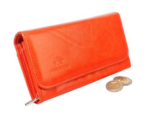 Portfel Damski ANDRUS (PL) Długi Max Na Suwak Skóra Naturalna Licowa Wzór 2 RFID 17 x 9,5 x 3,5 [cm]