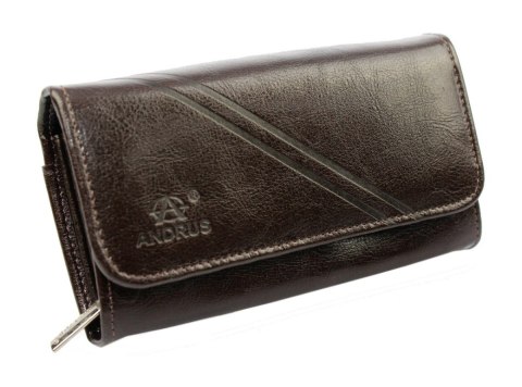 Portfel Damski ANDRUS (PL) Długi Max Na Suwak Skóra Naturalna Licowa Wzór 2 RFID 17 x 9,5 x 3,5 [cm]