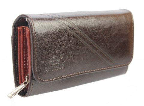 Portfel Damski ANDRUS (PL) Długi Max Na Suwak Skóra Naturalna Licowa Wzór 2 RFID 17 x 9,5 x 3,5 [cm]