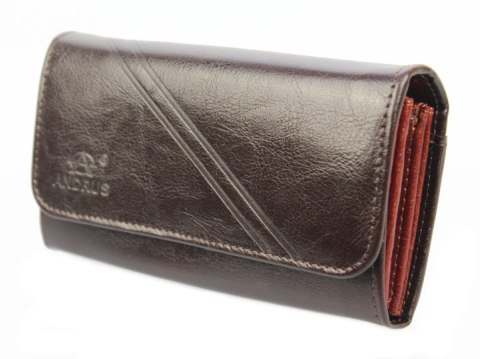 Portfel Damski ANDRUS (PL) Długi Max Na Suwak Skóra Naturalna Licowa Wzór 2 RFID 17 x 9,5 x 3,5 [cm]