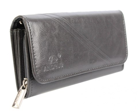 Portfel Damski ANDRUS (PL) Długi Max Na Suwak Skóra Naturalna Licowa Wzór 2 RFID 17 x 9,5 x 3,5 [cm]
