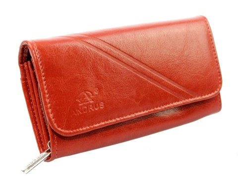 Portfel Damski ANDRUS (PL) Długi Max Na Suwak Skóra Naturalna Licowa Bardzo Wygodny I Wytrzymały RFID 17 x 9 x 4 [cm]