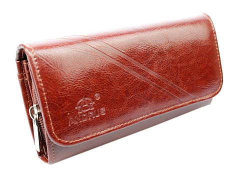 Portfel Damski ANDRUS (PL) Długi Max Na Suwak Skóra Naturalna Licowa Bardzo Wygodny I Wytrzymały RFID 17 x 9 x 4 [cm]