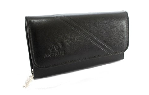 Portfel Damski ANDRUS (PL) Długi Max Na Suwak Skóra Naturalna Licowa Bardzo Wygodny I Wytrzymały RFID 17 x 9 x 4 [cm]