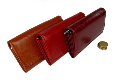 Portfel Damski ANDRUS (PL) Długi Suwak Płaski Skóra Naturalna RIFD 16,5 x 9,5 x 3,5 [cm]