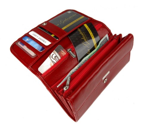 Portfel Damski ANDRUS (PL) Długi Suwak Płaski Skóra Naturalna RIFD 16,5 x 9,5 x 3,5 [cm]