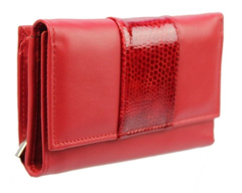 Portfel Damski PolskaGalanteria 15 cm Suwak Skóra Naturalna CZERWONY z Wstawką KP D1411-WST Portfel Damski PolskaGalanteria 15 cm Suwak Skóra Naturalna CZERWONY z Wstawką KP D1411-WST