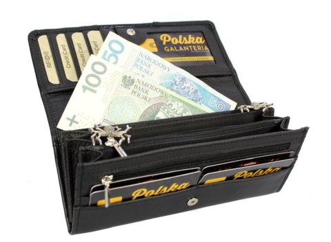 Portfel Damski PolskaGalanteria Długi Max Z Suwakiem Skóra Naturalna CZARNY D13 RFID Portfel Damski PolskaGalanteria Długi Max Z Suwakiem Skóra Naturalna CZARNY D13 RFID