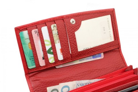 Portfel Damski PolskaGalanteria Długi Suwak Skóra Naturalna Czerwony Mozaika KP D402 RFID Portfel Damski PolskaGalanteria Długi Suwak Skóra Naturalna Czerwony Mozaika KP D402 RFID