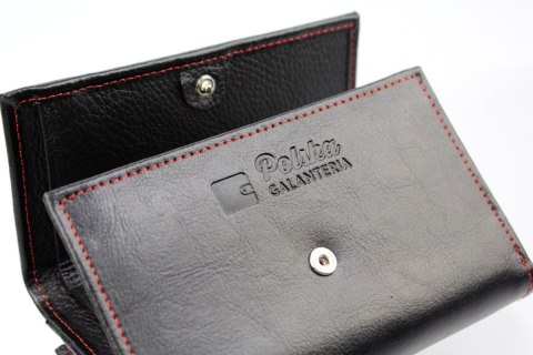 Portfel Damski PolskaGalanteria Z Wstawką 15 cm Suwak Skóra Naturalna CZARNY Z CZERWONĄ NITKĄ KP D1411-WST RFID Portfel Damski PolskaGalanteria Z Wstawką 15 cm Suwak Skóra Naturalna CZARNY Z CZERWONĄ NITKĄ KP D1411-WST RFID