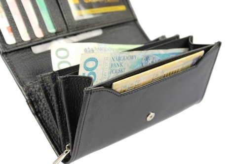 Portfel Damski PolskaGalanteria Z Wstawką Długi Suwak Skóra Naturalna CZARNY WĄŻ KP D402-WST RFID Portfel Damski PolskaGalanteria Z Wstawką Długi Suwak Skóra Naturalna CZARNY WĄŻ KP D402-WST RFID