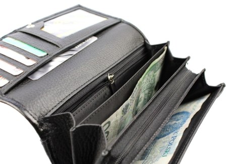 Portfel Damski PolskaGalanteria Z Wstawką Długi Suwak Skóra Naturalna CZARNY WĄŻ KP D402-WST RFID Portfel Damski PolskaGalanteria Z Wstawką Długi Suwak Skóra Naturalna CZARNY WĄŻ KP D402-WST RFID