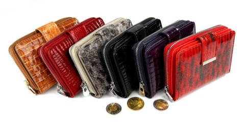 Portfel Damski Skóra Naturalna JENNIFER JONES Średni Z Suwakiem Piórnik Lakierowany JJ5198 12,5 x 8,5 x 3 [cm]