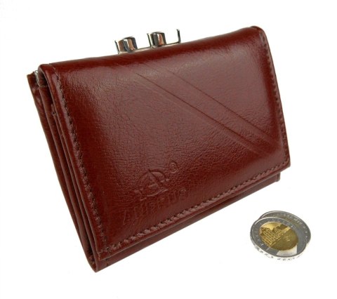 Portfel Damski Skórzany ANDRUS (PL) Klamra Na Zewnątrz Skóra Naturalna RFID 12 x 8,5 x 2,5 [cm]