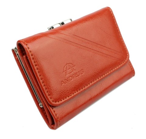 Portfel Damski Skórzany ANDRUS (PL) Klamra Na Zewnątrz Skóra Naturalna RFID 12 x 8,5 x 2,5 [cm]