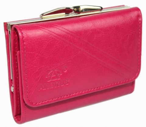 Portfel Damski Skórzany ANDRUS (PL) Klamra Na Zewnątrz Skóra Naturalna RFID 12 x 8,5 x 2,5 [cm]