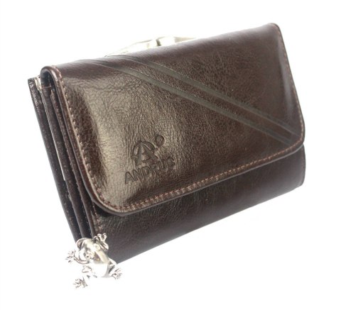 Portfel Damski Skórzany ANDRUS (PL) 14 cm Klamra Skóra Naturalna RIFD 13 x 10 x 3  [cm]