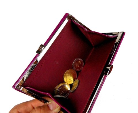 Portfel Damski Skórzany ANDRUS (PL) 14 cm Klamra Skóra Naturalna RIFD 13 x 10 x 3  [cm]