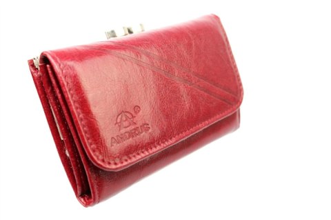 Portfel Damski Skórzany ANDRUS (PL) 14 cm Klamra Skóra Naturalna RIFD 13 x 10 x 3  [cm]