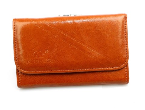 Portfel Damski Skórzany ANDRUS (PL) 14 cm Klamra Skóra Naturalna RIFD 13 x 10 x 3  [cm]