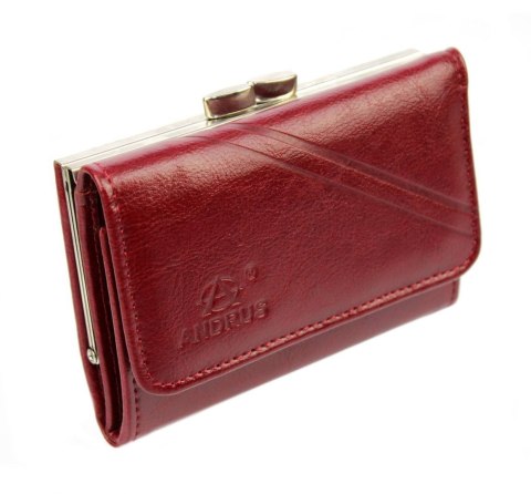 Portfel Damski Skórzany ANDRUS (PL) 14 cm Klamra Skóra Naturalna RIFD 13 x 10 x 3  [cm]