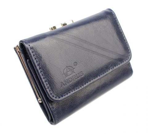 Portfel Damski Skórzany ANDRUS (PL) 14 cm Klamra Skóra Naturalna RIFD 13 x 10 x 3  [cm]