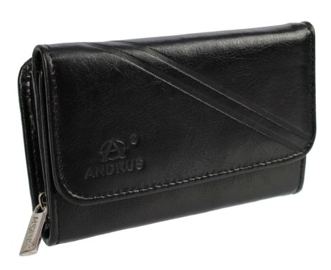 Portfel Damski Skórzany ANDRUS (PL) 14 cm Suwak Skóra Naturalna Wzór II RIFD 14,5 x 9 x 3 [cm]