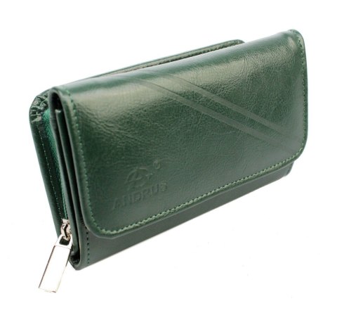 Portfel Damski Skórzany ANDRUS (PL) 14 cm Suwak Skóra Naturalna Wzór II RIFD 14,5 x 9 x 3 [cm]