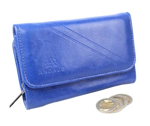 Portfel Damski Skórzany ANDRUS (PL) 14 cm Suwak Skóra Naturalna Wzór II RIFD 14,5 x 9 x 3 [cm]