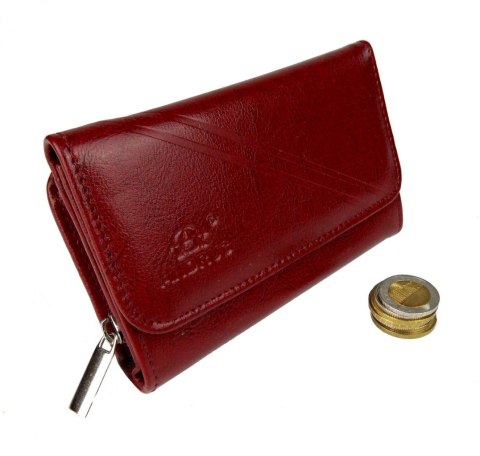 Portfel Damski Skórzany ANDRUS (PL) 14 cm Suwak Skóra Naturalna Wzór II RIFD 14,5 x 9 x 3 [cm]