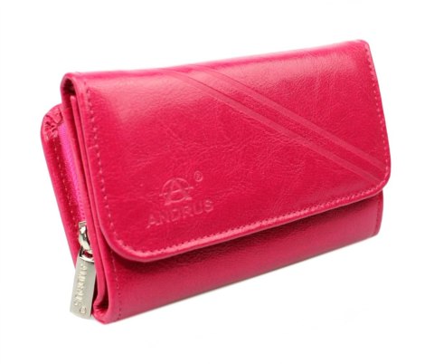 Portfel Damski Skórzany ANDRUS (PL) 14 cm Suwak Skóra Naturalna Wzór II RIFD 14,5 x 9 x 3 [cm]