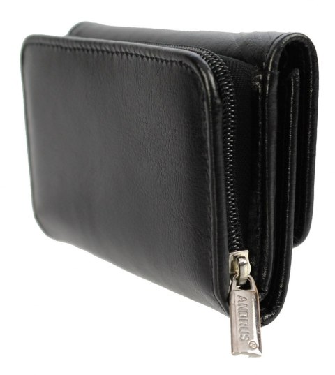 Portfel Damski Skórzany ANDRUS (PL) 14 cm Suwak Skóra Naturalna Wzór II RIFD 14,5 x 9 x 3 [cm]