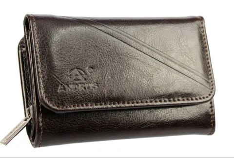 Portfel Damski Skórzany ANDRUS (PL) 14 cm Suwak Skóra Naturalna Wzór II RIFD 14,5 x 9 x 3 [cm]