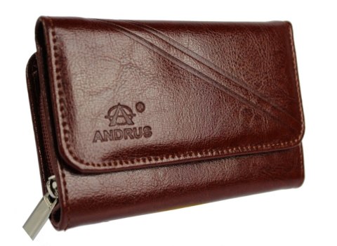 Portfel Damski Skórzany ANDRUS (PL) 14 cm Suwak Skóra Naturalna Wzór II RIFD 14,5 x 9 x 3 [cm]
