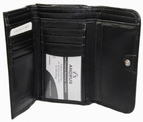 Portfel Damski Skórzany ANDRUS (PL) 14 cm Suwak Skóra Naturalna Wzór II RIFD 14,5 x 9 x 3 [cm]