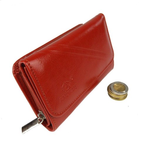 Portfel Damski Skórzany ANDRUS (PL) Suwak Skóra Naturalna RIFD 14,5 x 9 x 3 [cm]