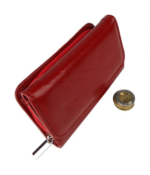 Portfel Damski Skórzany ANDRUS (PL) Suwak Skóra Naturalna RIFD 14,5 x 9 x 3 [cm]