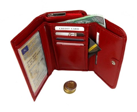 Portfel Damski Skórzany ANDRUS (PL) Suwak Skóra Naturalna RIFD 14,5 x 9 x 3 [cm]