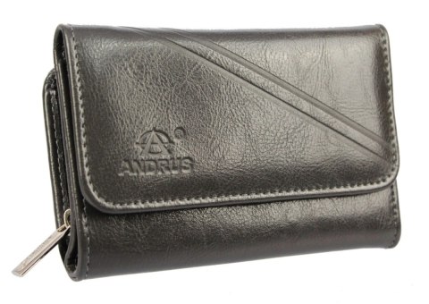 Portfel Damski Skórzany ANDRUS (PL) Suwak Skóra Naturalna RIFD 14,5 x 9 x 3 [cm]