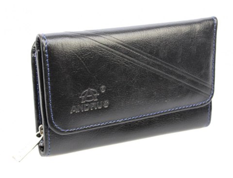 Portfel Damski Skórzany ANDRUS (PL) Suwak Skóra Naturalna RIFD 14,5 x 9 x 3 [cm]