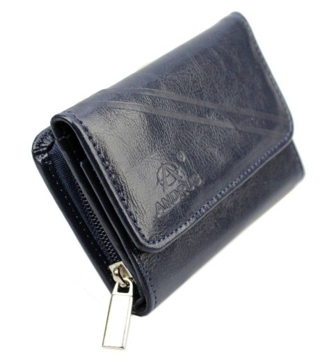 Portfel Damski Skórzany ANDRUS (PL) Skóra Licowa Suwak RIFD 12 x 9 x 3 [cm]