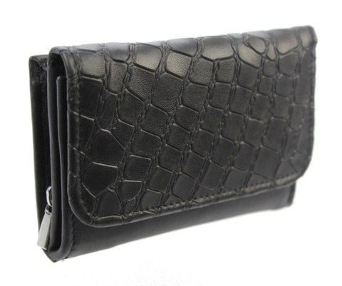 Portfel Damski Skórzany PolskaGalanteria 12 cm Suwak Skóra Naturalna Czarna Mozika KP D1208Z RFID Portfel Damski Skórzany PolskaGalanteria 12 cm Suwak Skóra Naturalna Czarna Mozika KP D1208Z RFID