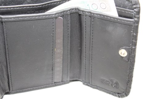 Portfel Damski Skórzany PolskaGalanteria 12 cm Suwak Skóra Naturalna Czarna Mozika KP D1208Z RFID Portfel Damski Skórzany PolskaGalanteria 12 cm Suwak Skóra Naturalna Czarna Mozika KP D1208Z RFID