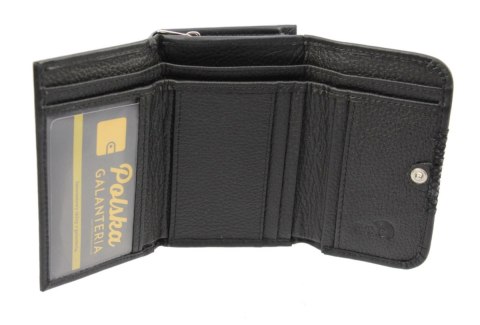 Portfel Damski Skórzany PolskaGalanteria 12 cm Suwak Skóra Naturalna Czarny Z Grafiką KP D1208Z Portfel Damski Skórzany PolskaGalanteria 12 cm Suwak Skóra Naturalna Czarny Z Grafiką KP D1208Z