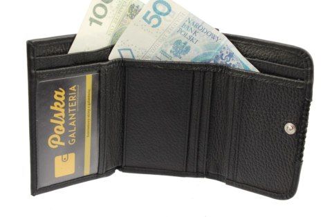 Portfel Damski Skórzany PolskaGalanteria Z Wstawką 12 cm Klamra Skóra Naturalna Czarny z Wstawką WZÓR II KP D1208-WST Portfel Damski Skórzany PolskaGalanteria Z Wstawką 12 cm Klamra Skóra Naturalna Czarny z Wstawką WZÓR II KP D1208-WST