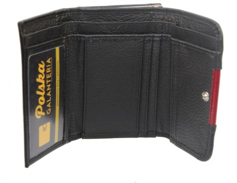 Portfel Damski Skórzany PolskaGalanteria Z Wstawką 12 cm Klamra Skóra Naturalna Czarny z Wstawką WZÓR IV KP D1208-WST Portfel Damski Skórzany PolskaGalanteria Z Wstawką 12 cm Klamra Skóra Naturalna Czarny z Wstawką WZÓR IV KP D1208-WST