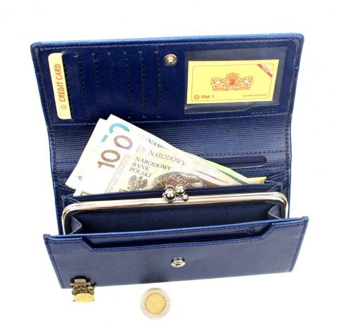 Portfel Damski WILMAR (PL) Klamra 16 cm Skóra Włoska Z Kartami P15K Ozdobna Nitka 2 RFID Portfel Damski WILMAR (PL) Klamra 16 cm Skóra Włoska Z Kartami P15K Ozdobna Nitka 2 RFID